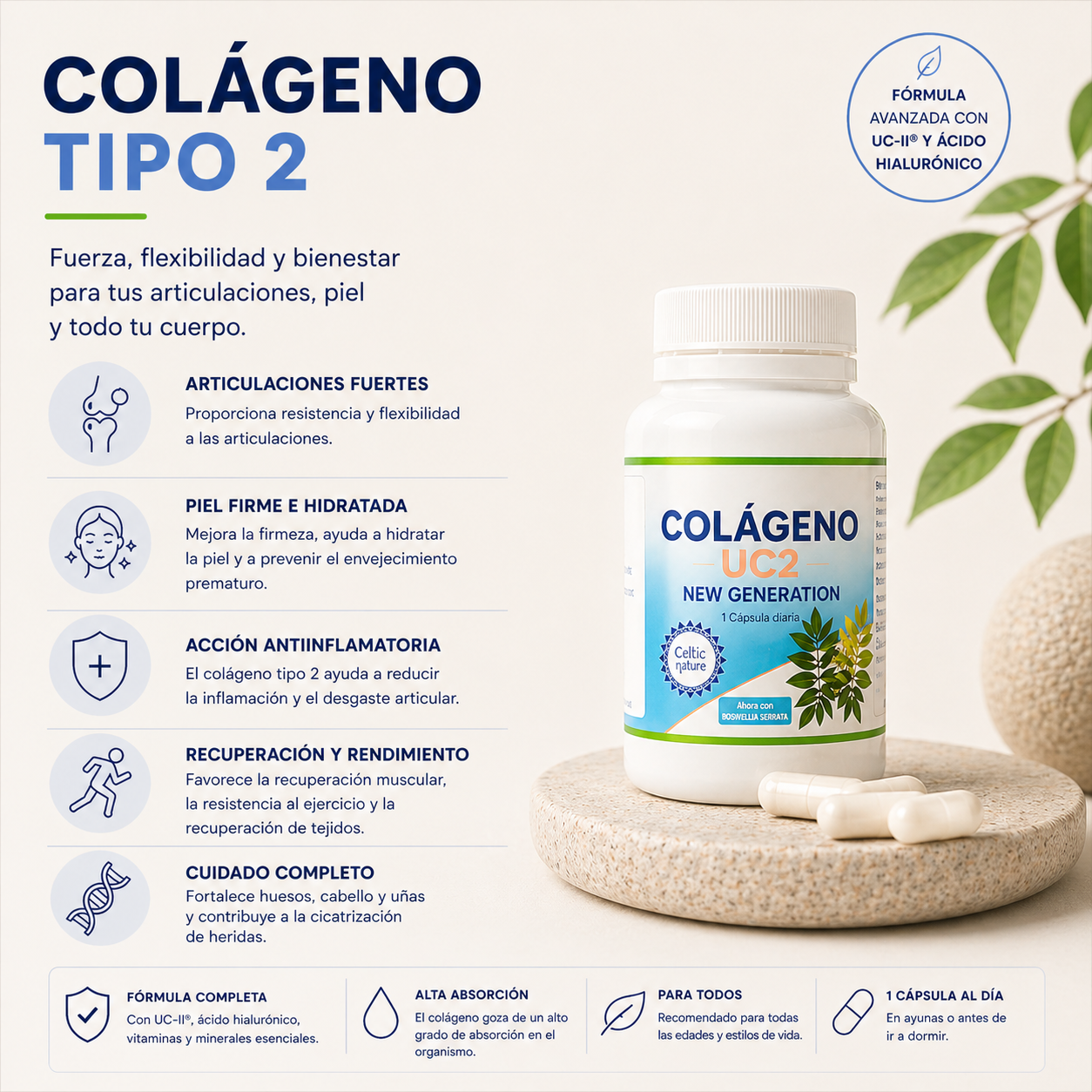 Colágeno UC-II – Articulaciones, Piel y Movilidad